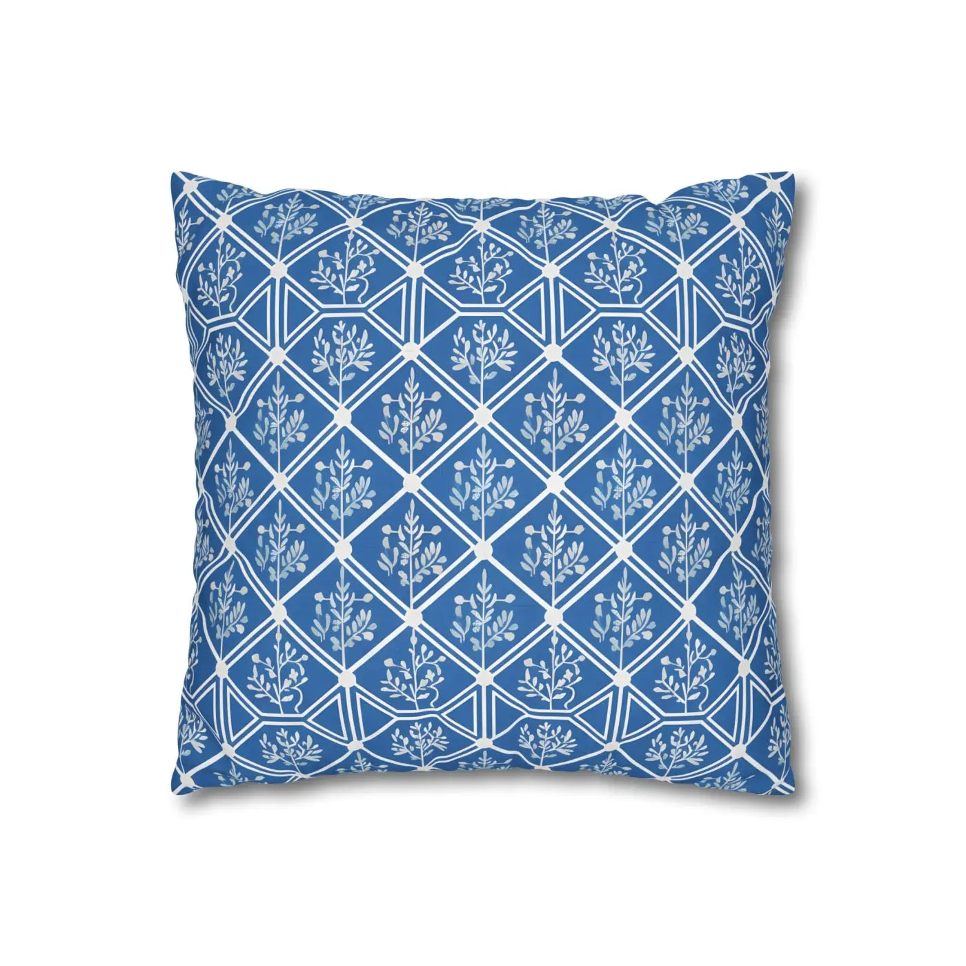 Blue Geometric Floral Throw Pillow Cover - Square Decor - DipaliZ