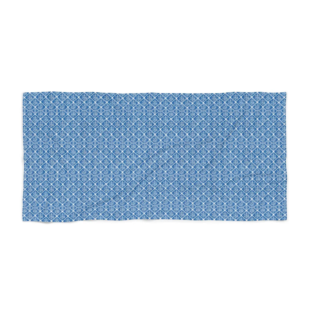 Blue Geometric Pattern Beach Towel - Coastal Luxury Design - DipaliZ