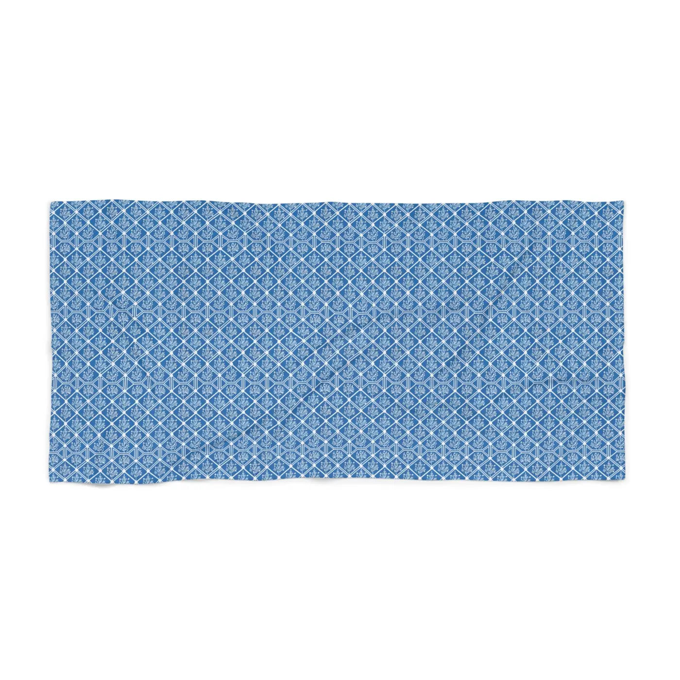 Blue Geometric Pattern Beach Towel - Coastal Luxury Design - DipaliZ