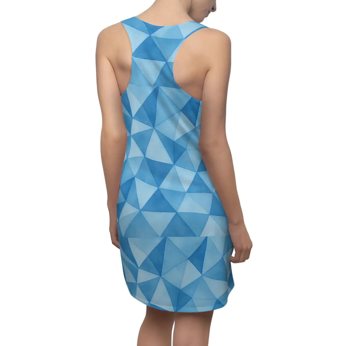 Blue Geometric Racerback Dress - Summer Comfort Style - DipaliZ