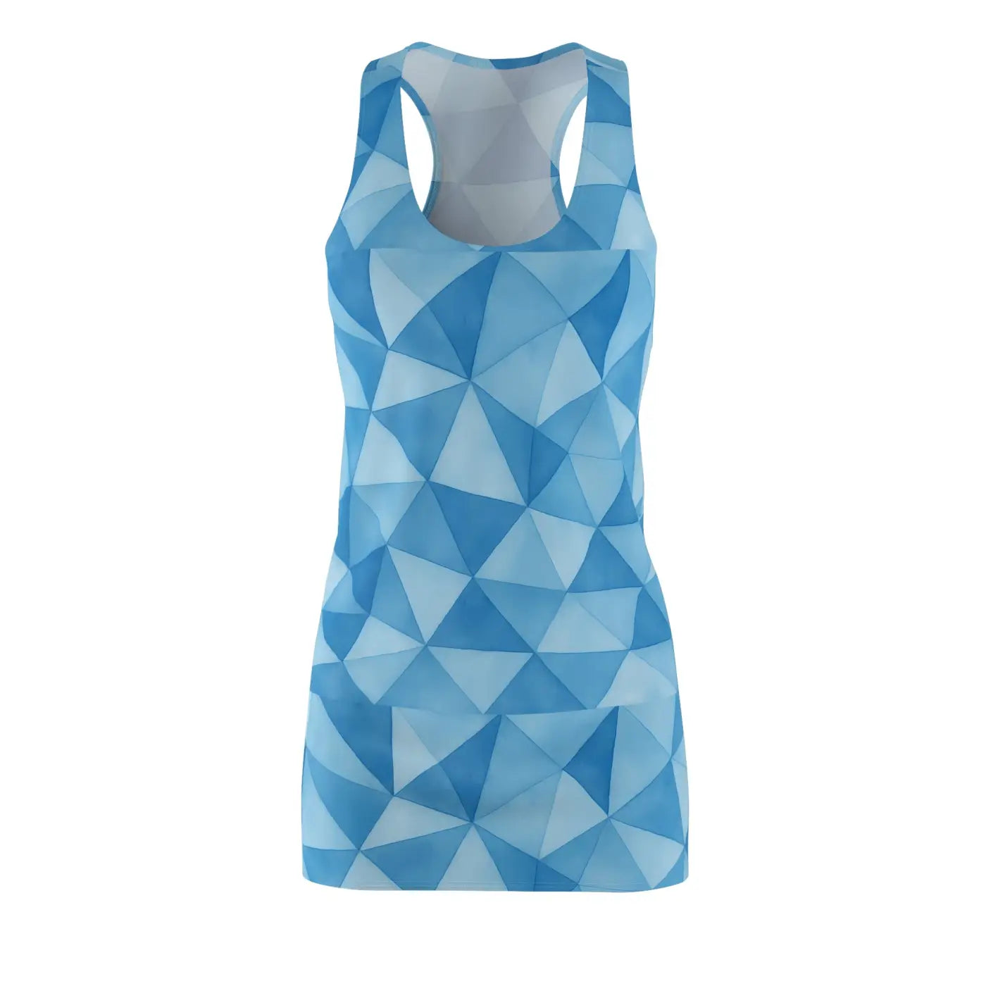 Blue Geometric Racerback Dress - Summer Comfort Style - DipaliZ