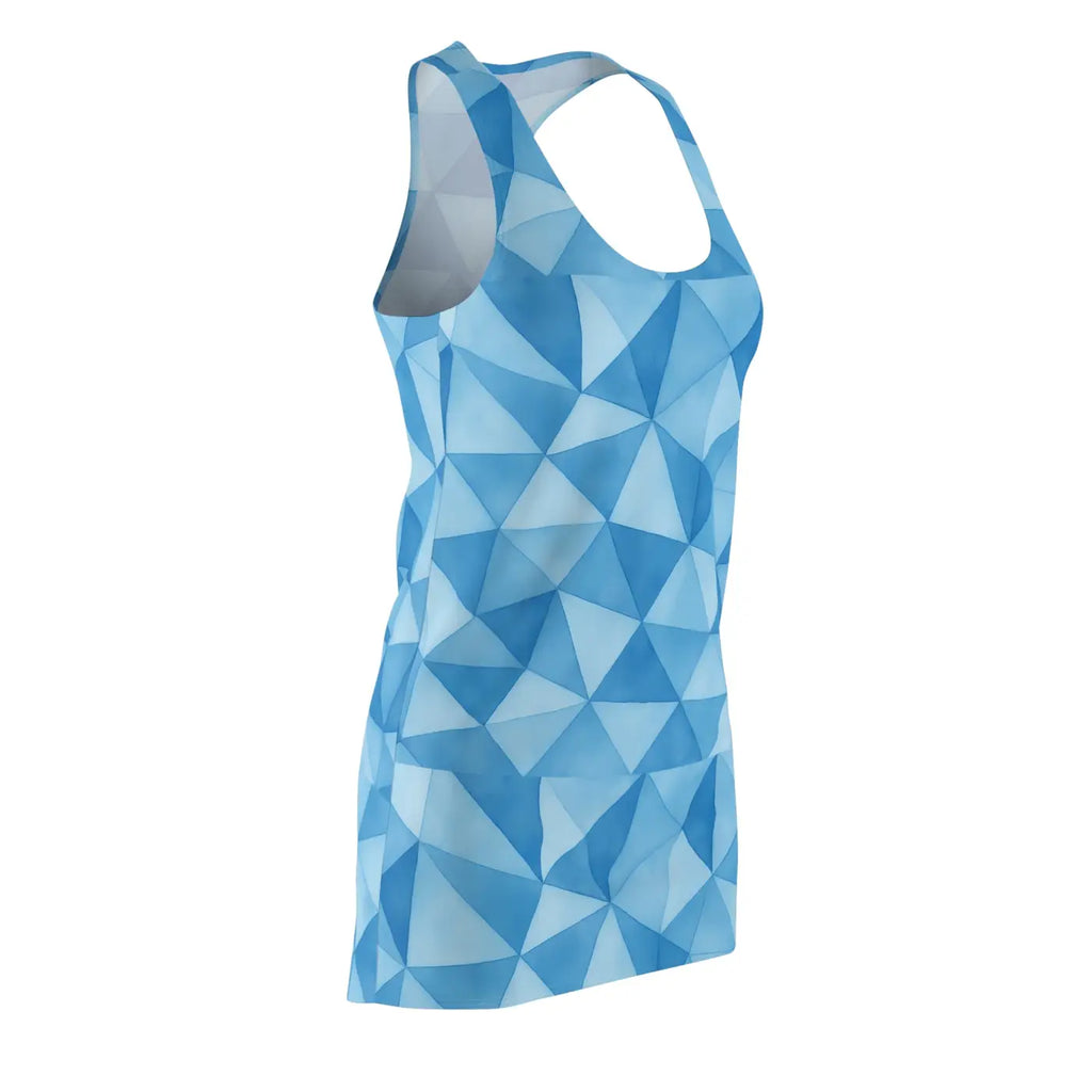 Blue Geometric Racerback Dress - Summer Comfort Style - DipaliZ
