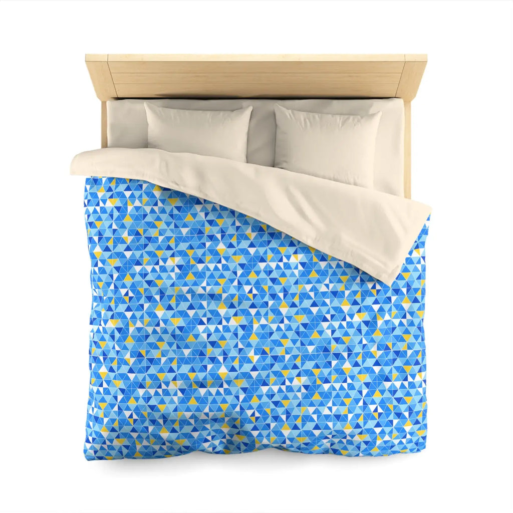 Blue Geometric Triangle Microfiber Duvet Cover - Coastal Vibes - DipaliZ