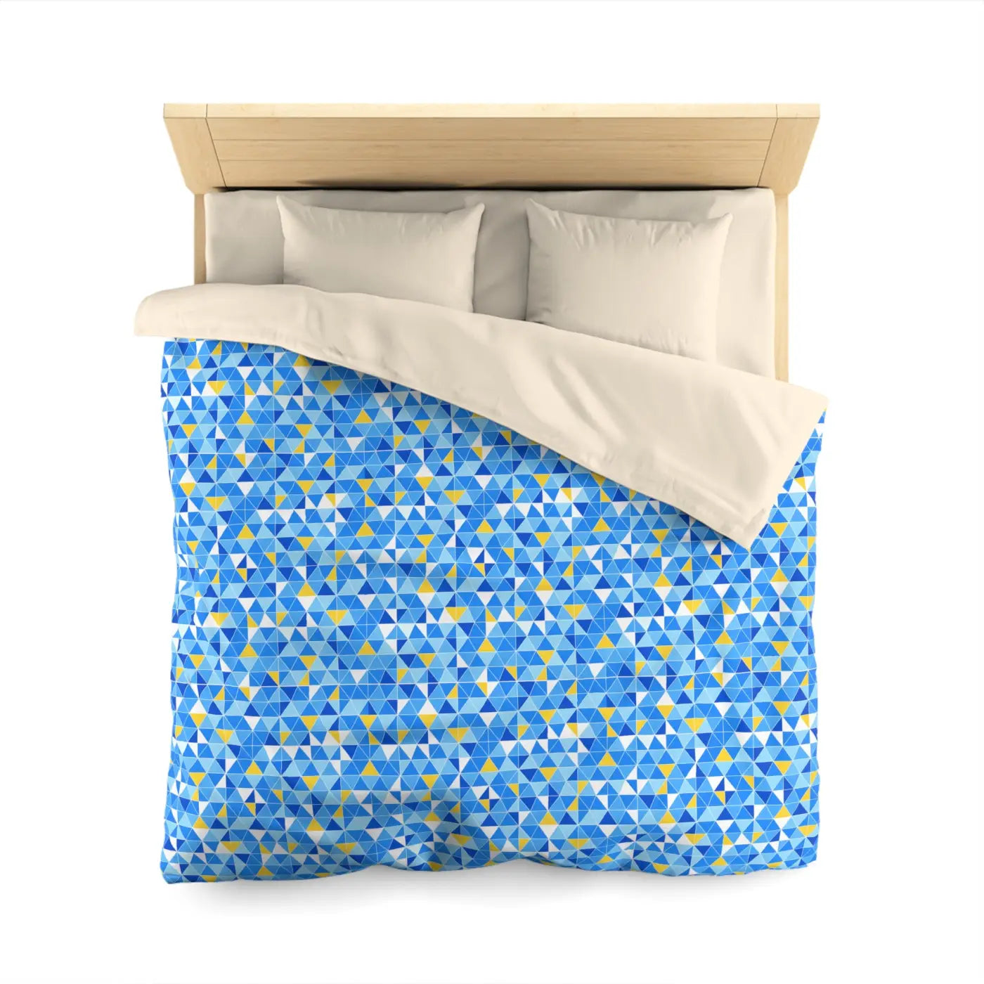 Blue Geometric Triangle Microfiber Duvet Cover - Coastal Vibes - DipaliZ