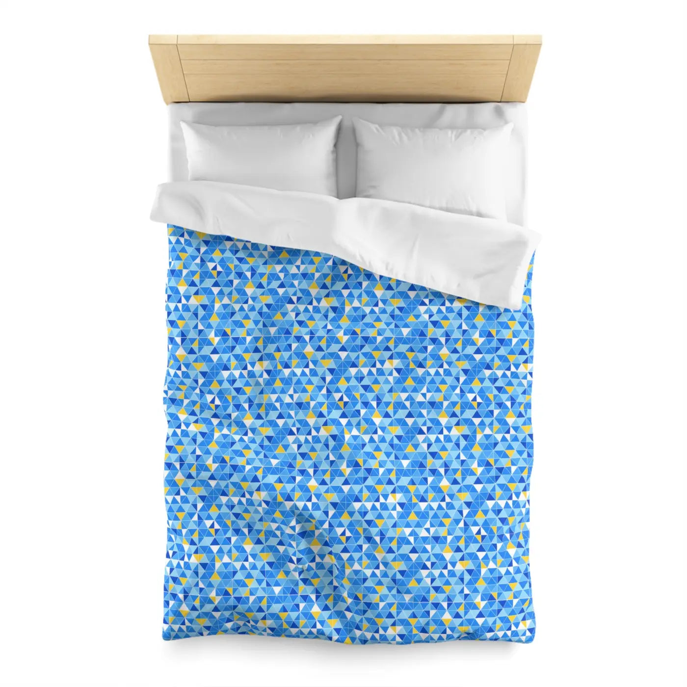 Blue Geometric Triangle Microfiber Duvet Cover - Coastal Vibes - DipaliZ