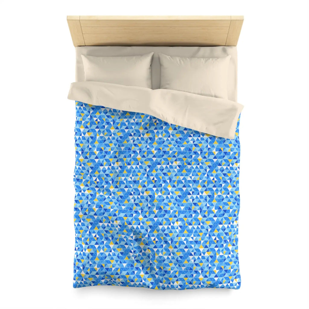 Blue Geometric Triangle Microfiber Duvet Cover - Coastal Vibes - DipaliZ