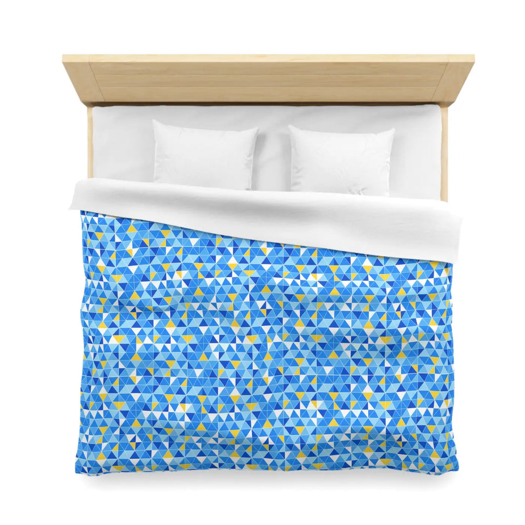 Blue Geometric Triangle Microfiber Duvet Cover - Coastal Vibes - DipaliZ