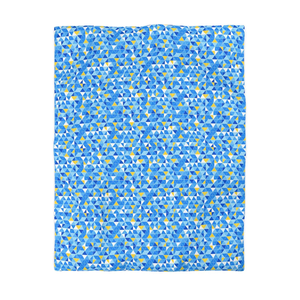 Blue Geometric Triangle Microfiber Duvet Cover - Coastal Vibes - DipaliZ