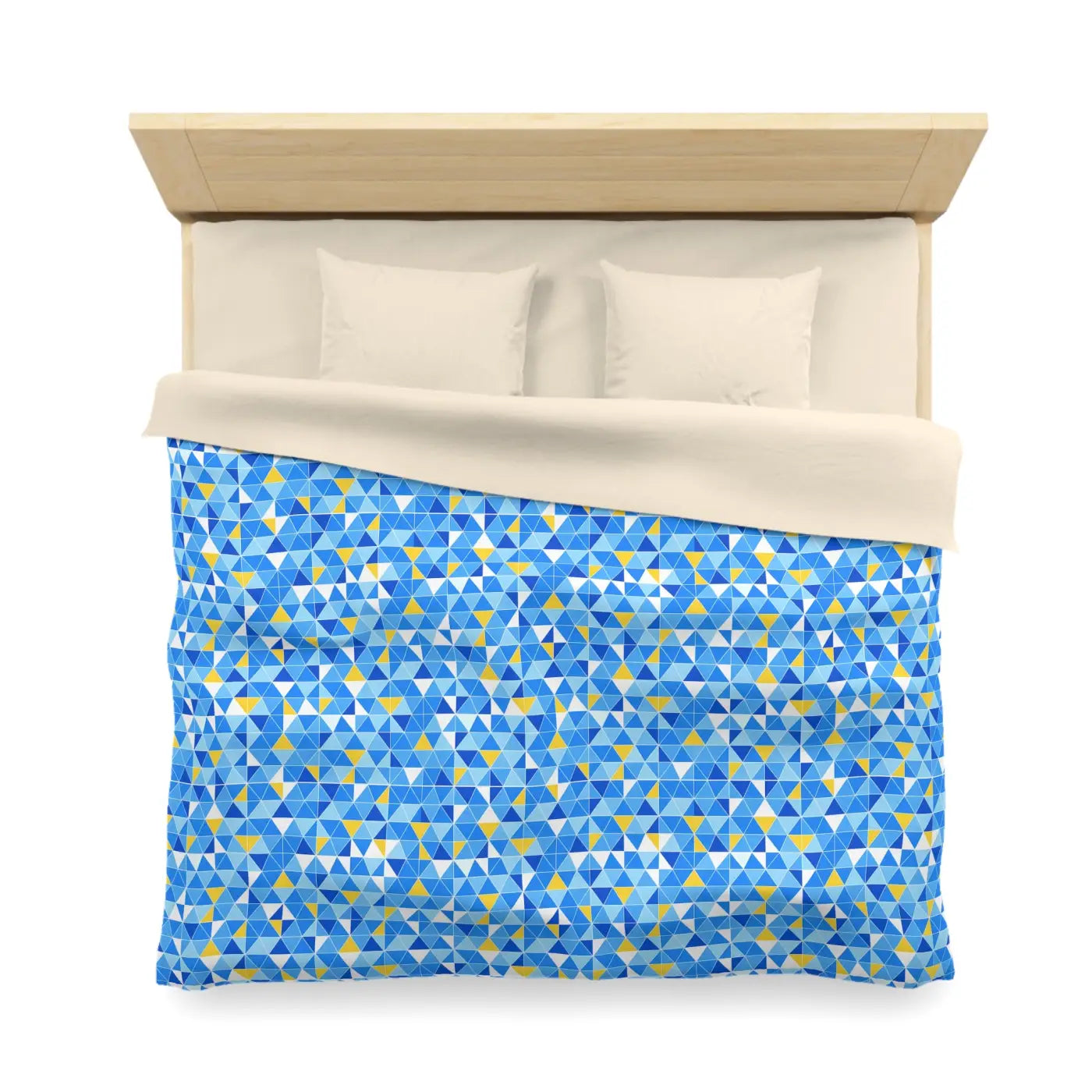 Blue Geometric Triangle Microfiber Duvet Cover - Coastal Vibes - DipaliZ