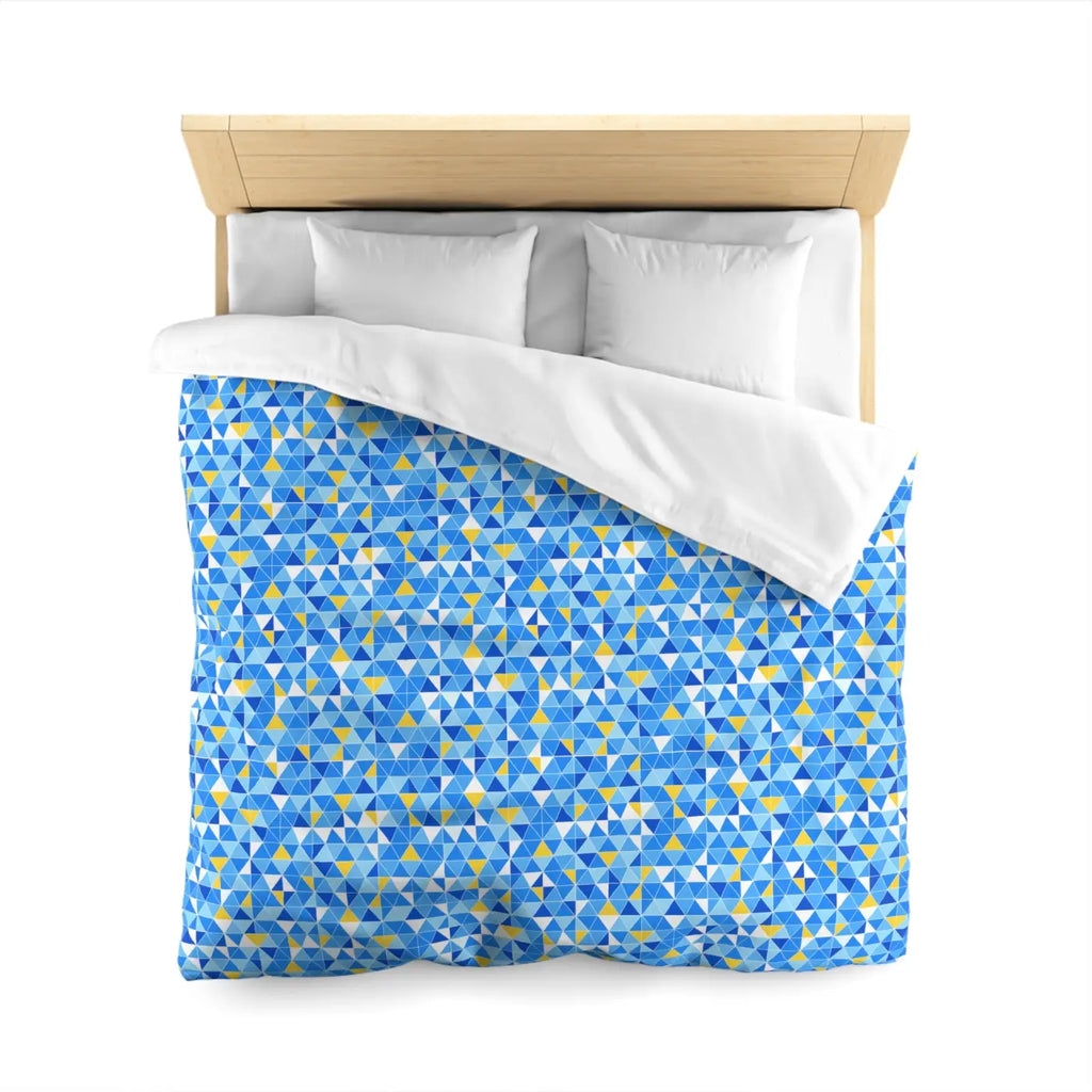 Blue Geometric Triangle Microfiber Duvet Cover - Coastal Vibes - DipaliZ