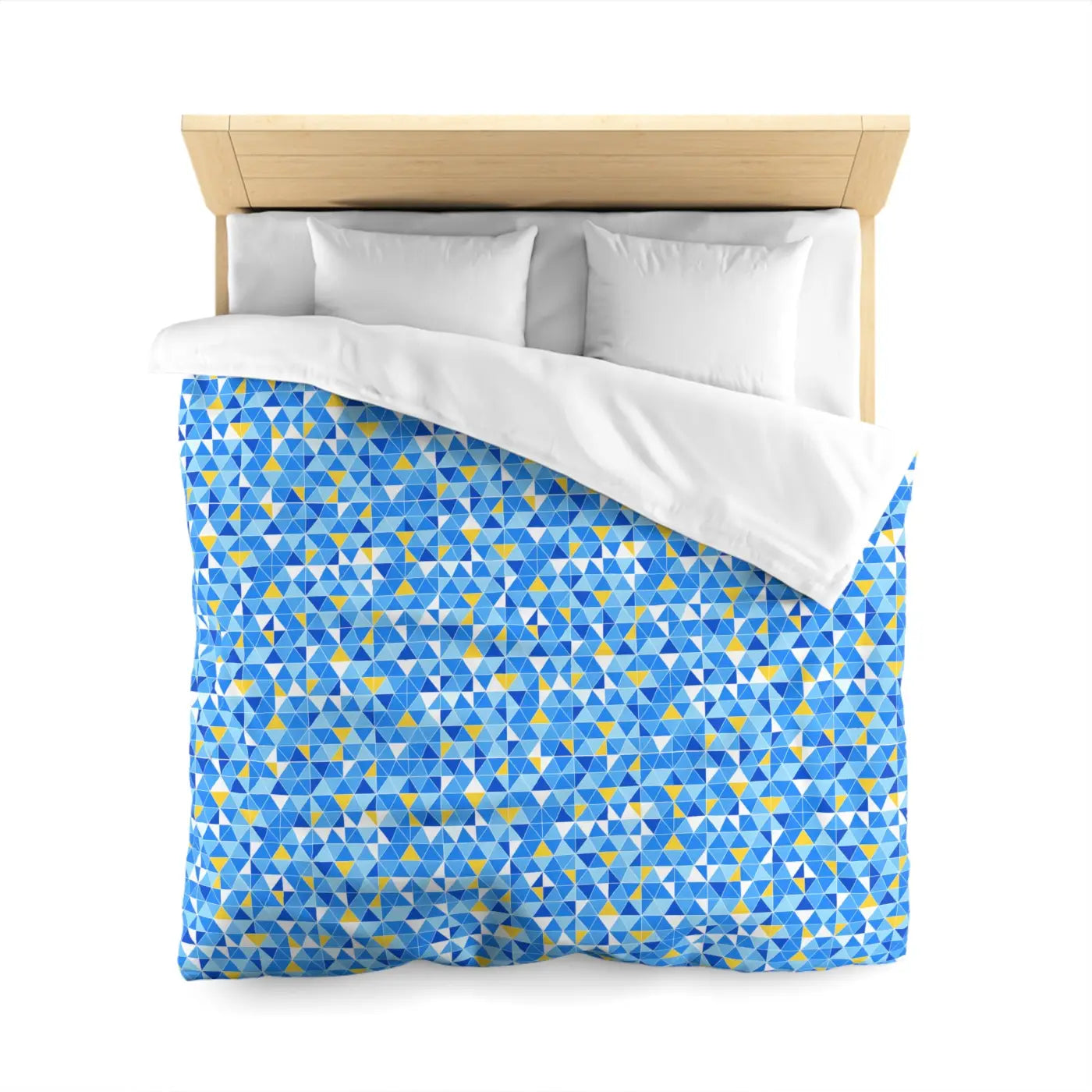 Blue Geometric Triangle Microfiber Duvet Cover - Coastal Vibes - DipaliZ