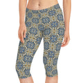 Gold Moroccan Tile Capri Leggings - Mediterranean Print - DipaliZ