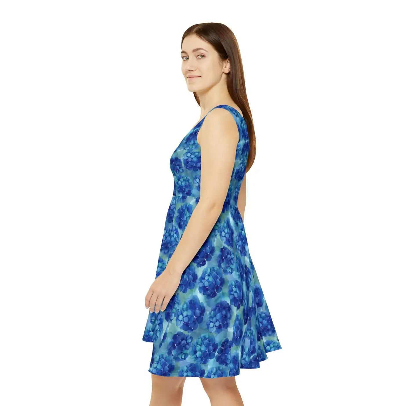 Blue Hydrangea Skater Dress - Floral Summer Twirl - DipaliZ