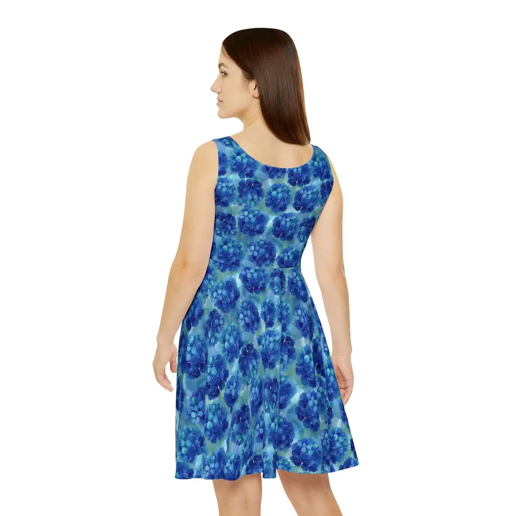 Blue Hydrangea Skater Dress - Floral Summer Twirl - DipaliZ