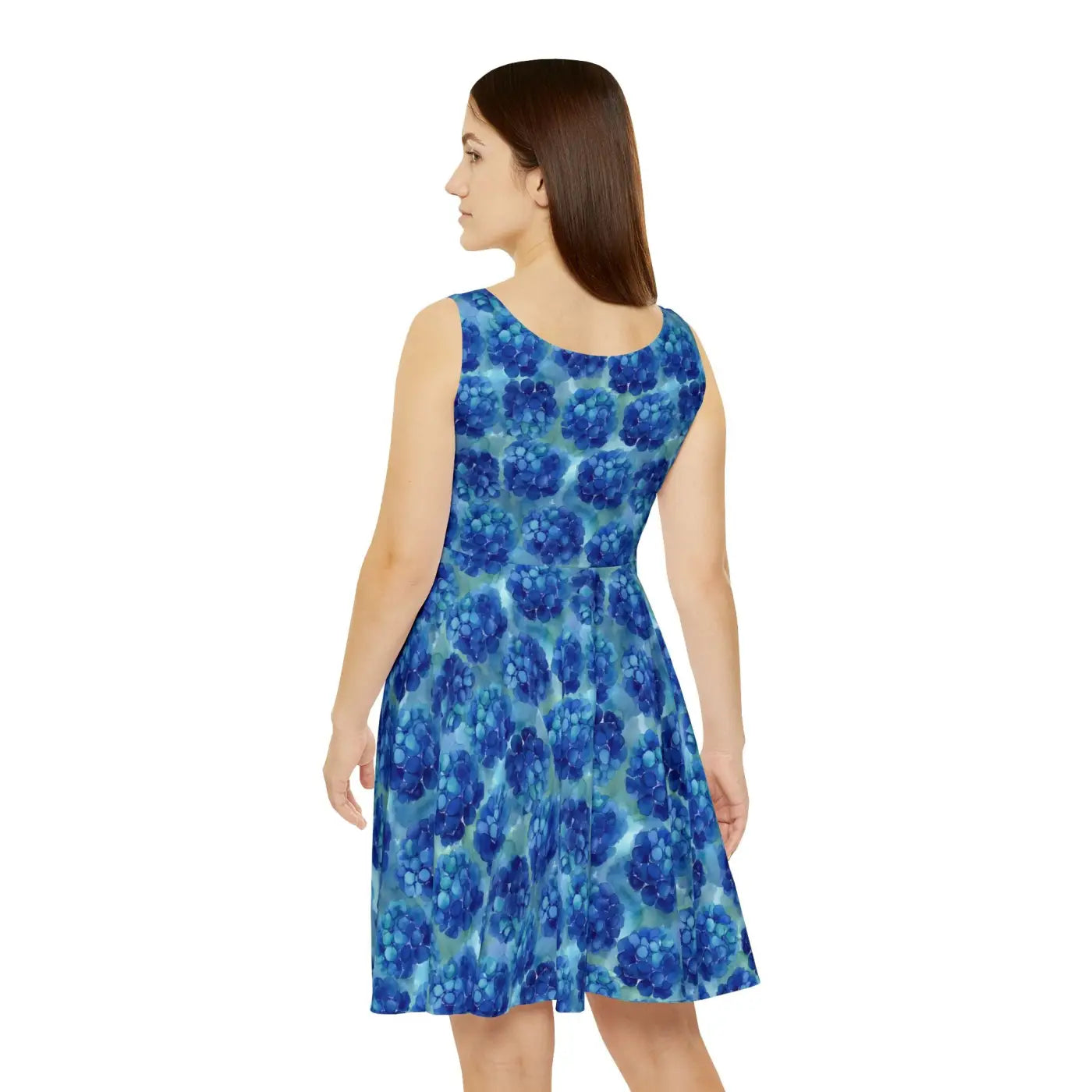 Blue Hydrangea Skater Dress - Floral Summer Twirl - DipaliZ