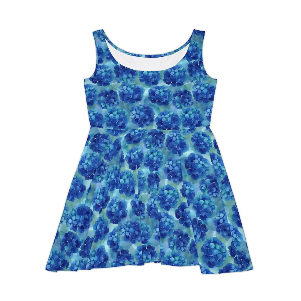 Blue Hydrangea Skater Dress - Floral Summer Twirl - DipaliZ