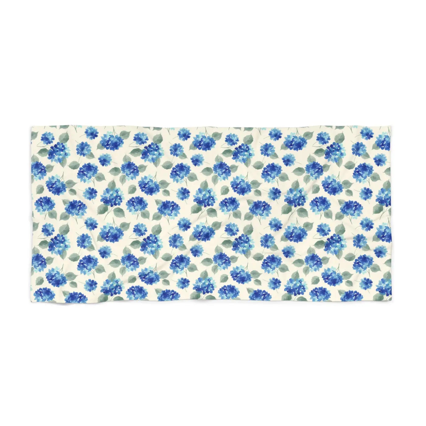Hydrangea Beach Towel - Hand-Painted Blue Floral - DipaliZ