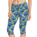 Blue Hydrangea Capri Leggings - Watercolor Floral - DipaliZ