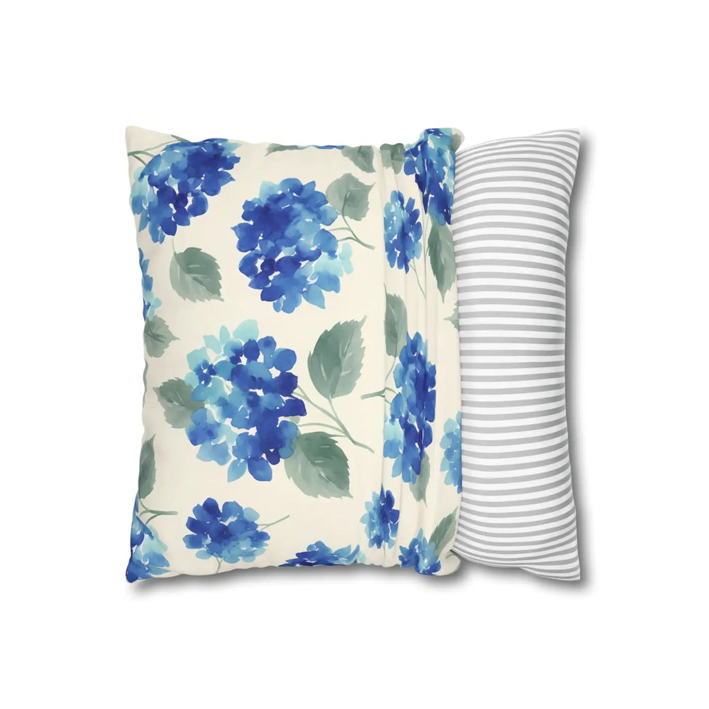 Blue Hydrangea Floral Pillowcase - Watercolor Garden Design - DipaliZ