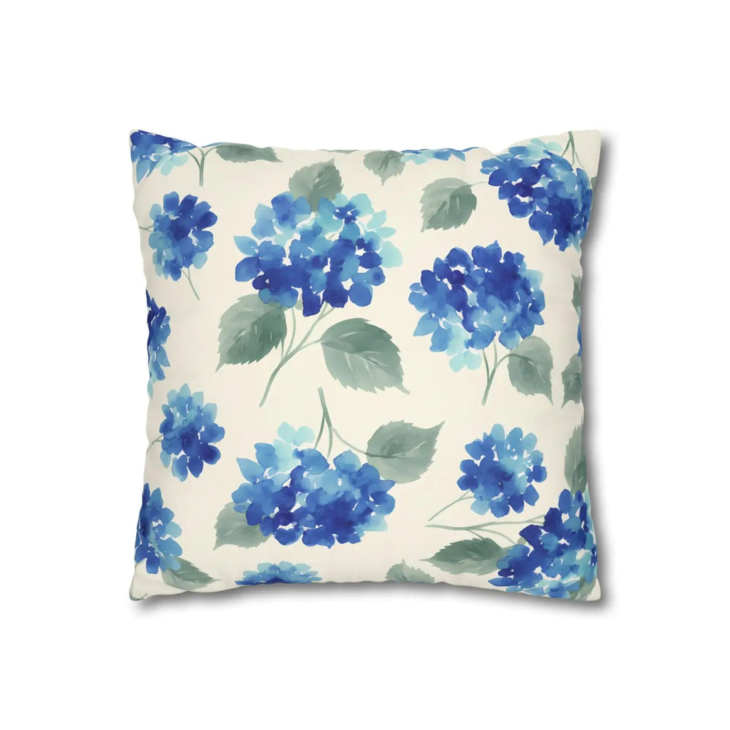 Blue Hydrangea Floral Pillowcase - Watercolor Garden Design - DipaliZ
