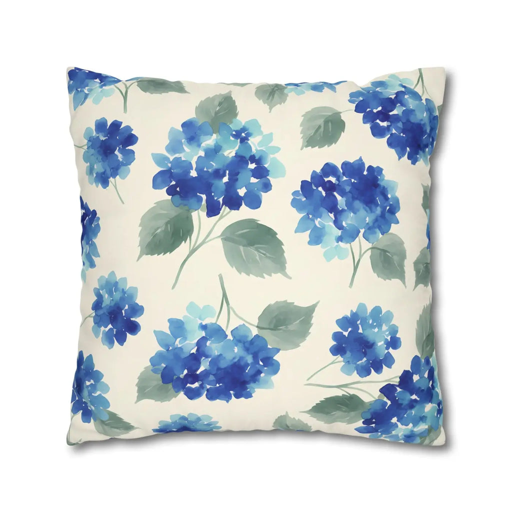 Blue Hydrangea Floral Pillowcase - Watercolor Garden Design - DipaliZ