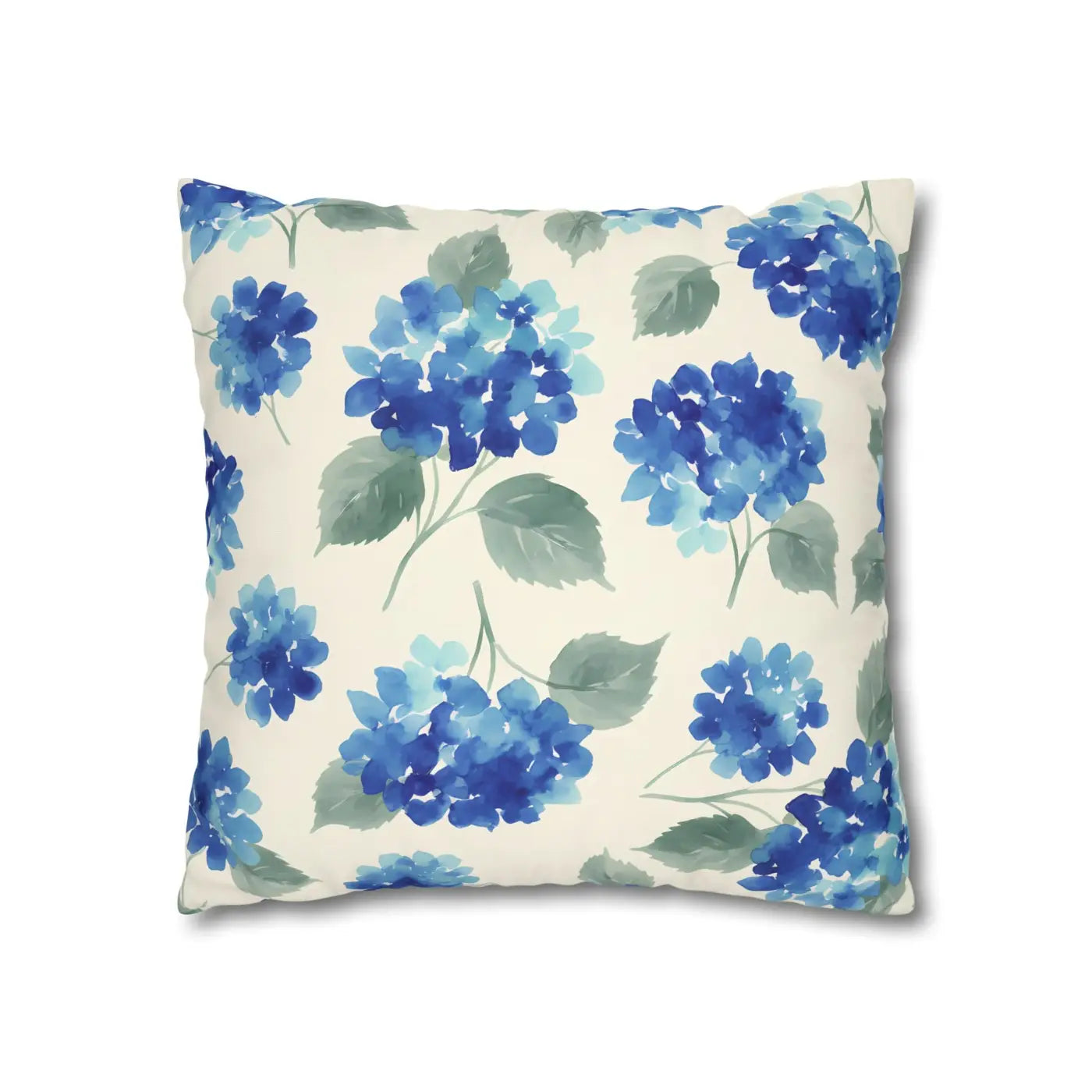 Blue Hydrangea Floral Pillowcase - Watercolor Garden Design - DipaliZ