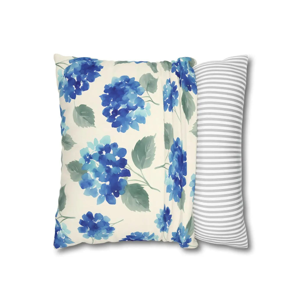 Blue Hydrangea Floral Pillowcase - Watercolor Garden Design - DipaliZ