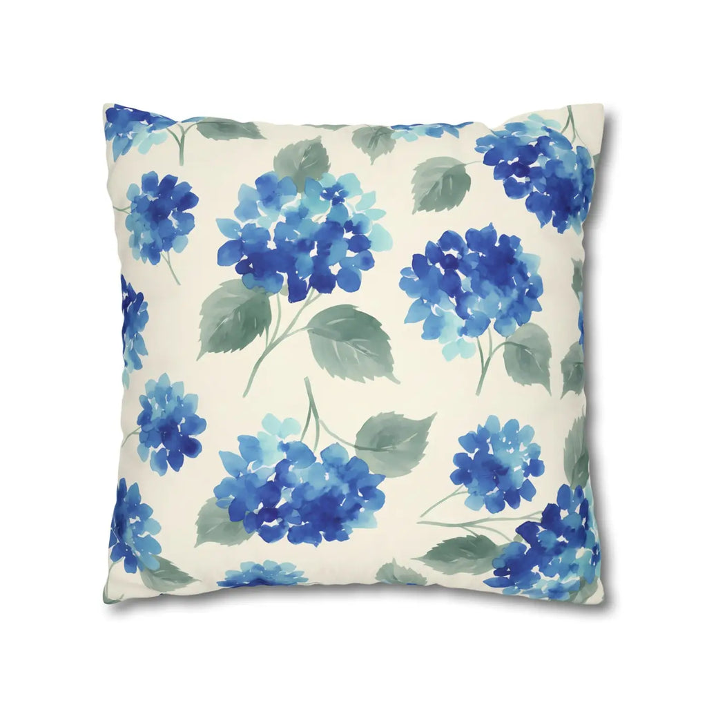 Blue Hydrangea Floral Pillowcase - Watercolor Garden Design - DipaliZ