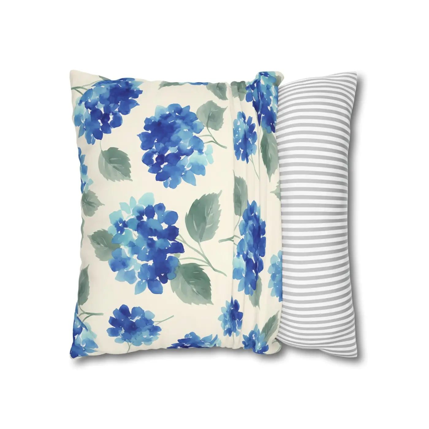 Blue Hydrangea Floral Pillowcase - Watercolor Garden Design - DipaliZ