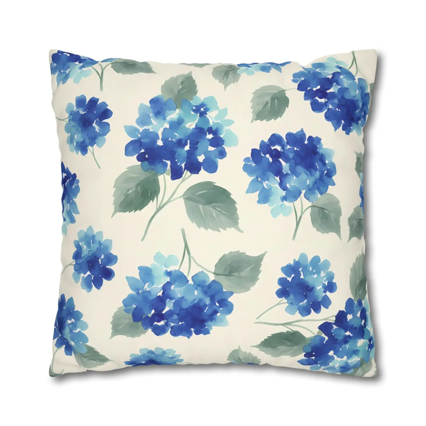 Blue Hydrangea Floral Pillowcase - Watercolor Garden Design - DipaliZ