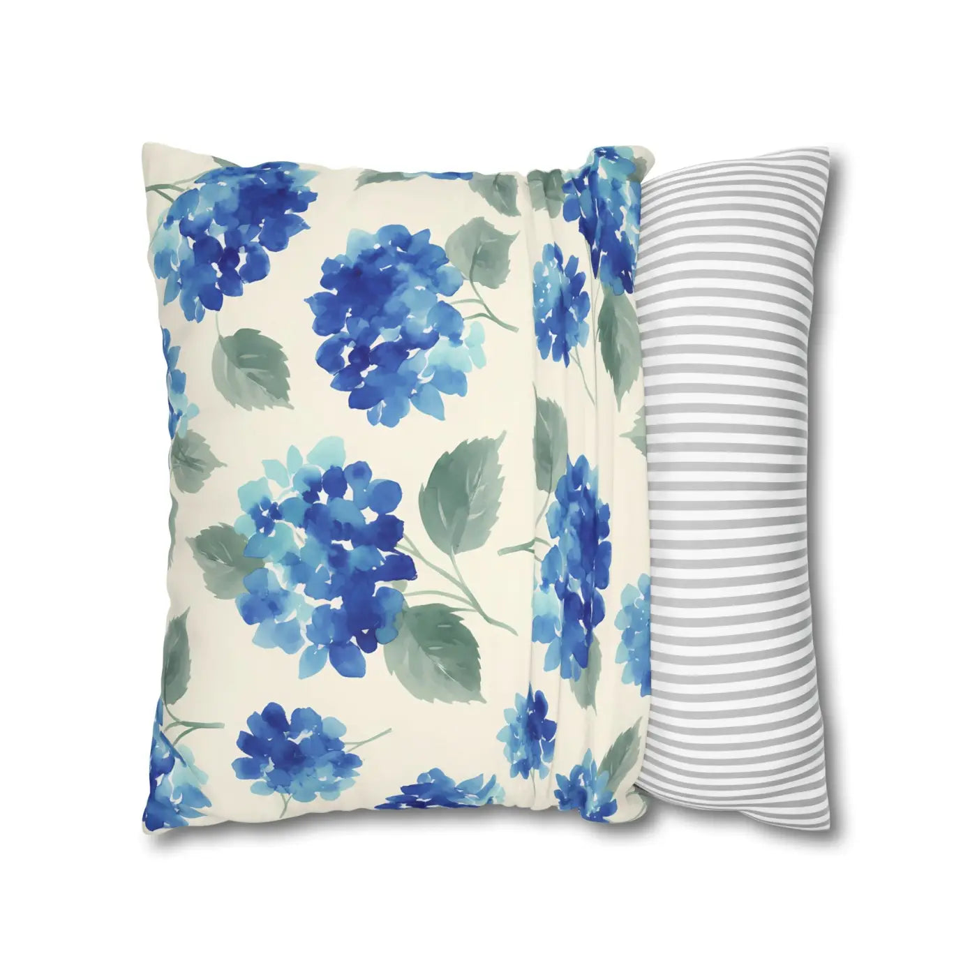 Blue Hydrangea Floral Pillowcase - Watercolor Garden Design - DipaliZ