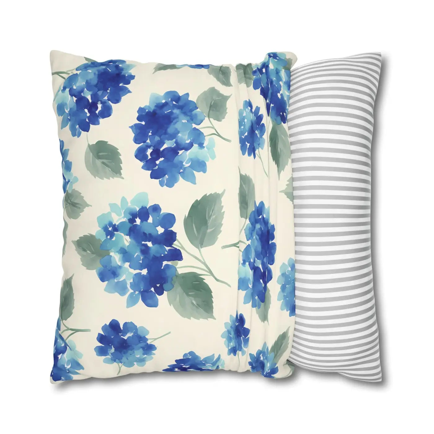Blue Hydrangea Floral Pillowcase - Watercolor Garden Design - DipaliZ