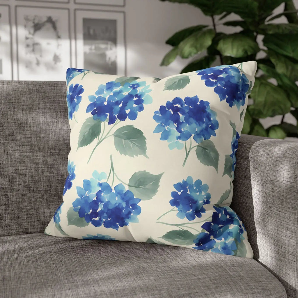 Blue Hydrangea Floral Pillowcase - Watercolor Garden Design - DipaliZ