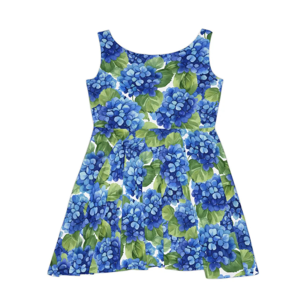 Blue Hydrangea Floral Skater Dress - Summer Garden Party - DipaliZ