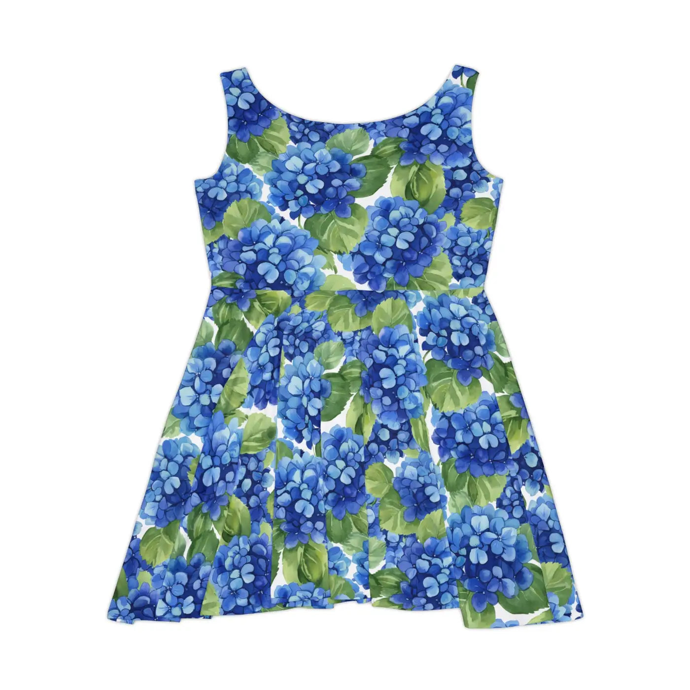 Blue Hydrangea Floral Skater Dress - Summer Garden Party - DipaliZ