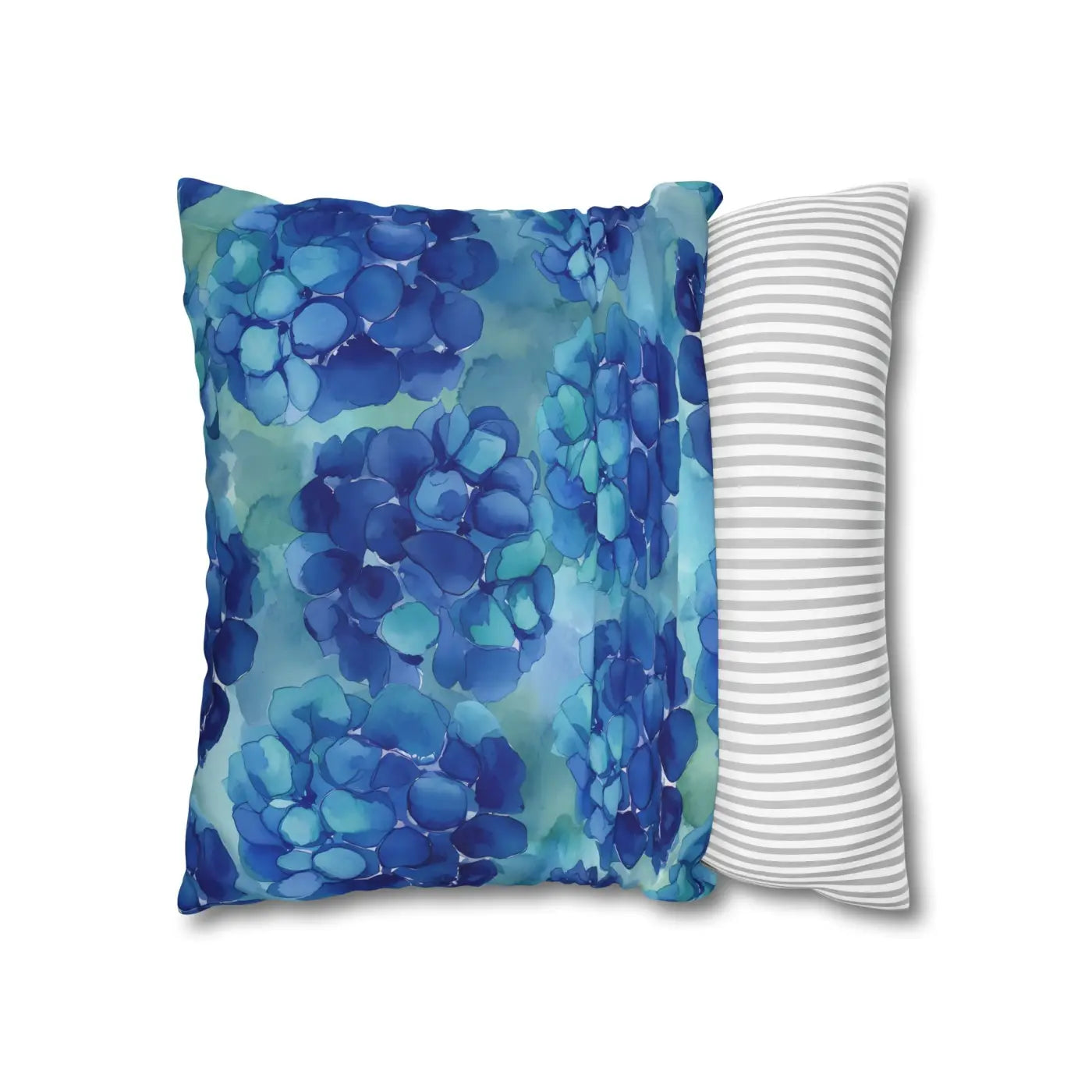 Blue Hydrangea Square Pillowcase - Coastal Serenity Decor - DipaliZ
