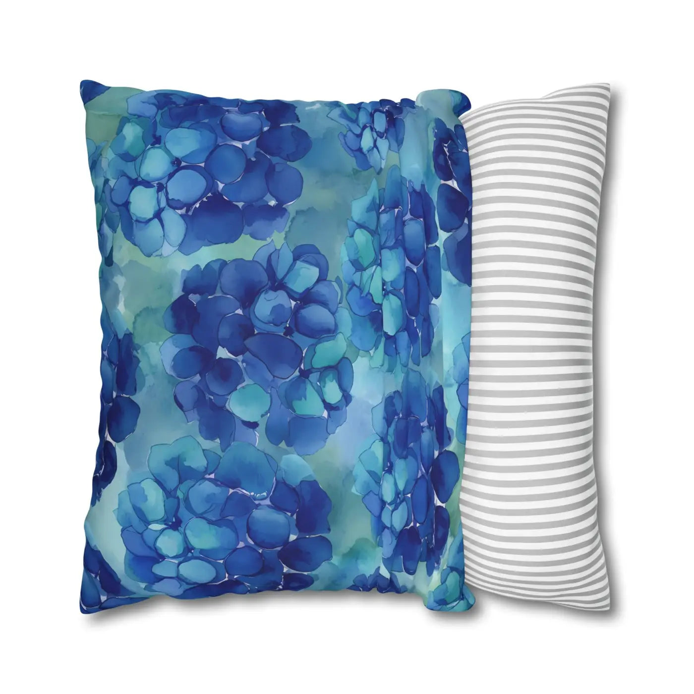 Blue Hydrangea Square Pillowcase - Coastal Serenity Decor - DipaliZ