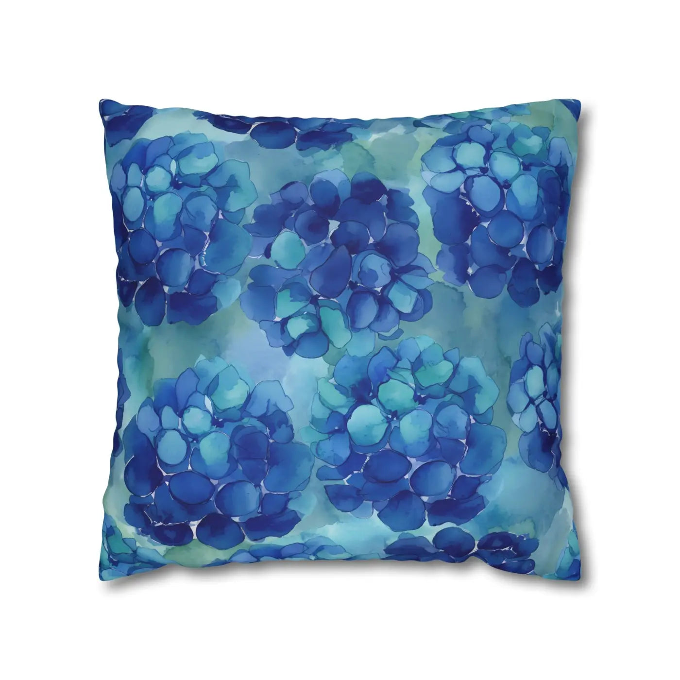Blue Hydrangea Square Pillowcase - Coastal Serenity Decor - DipaliZ