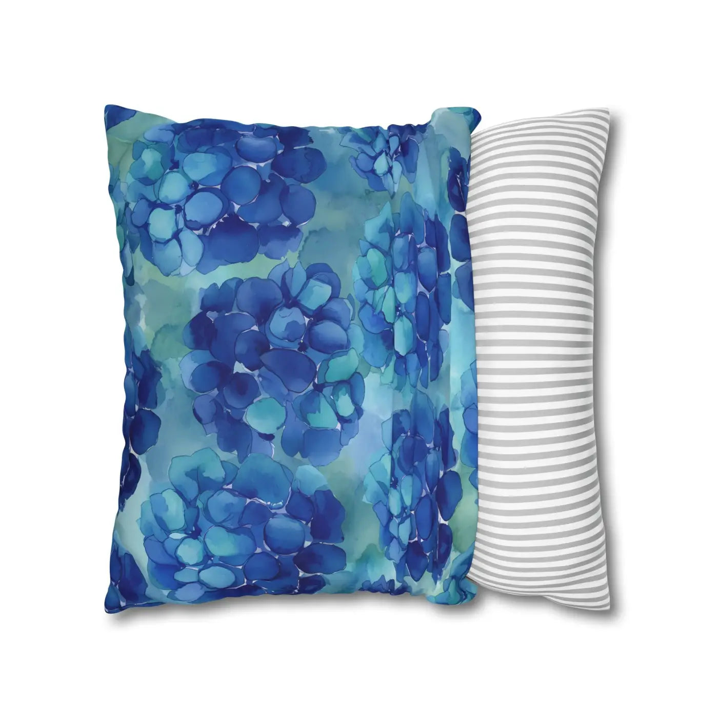 Blue Hydrangea Square Pillowcase - Coastal Serenity Decor - DipaliZ