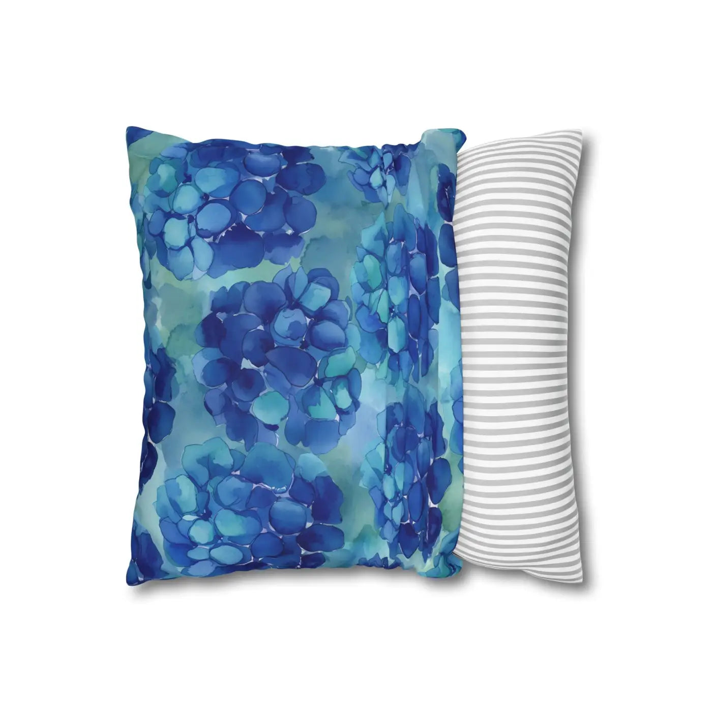 Blue Hydrangea Square Pillowcase - Coastal Serenity Decor - DipaliZ