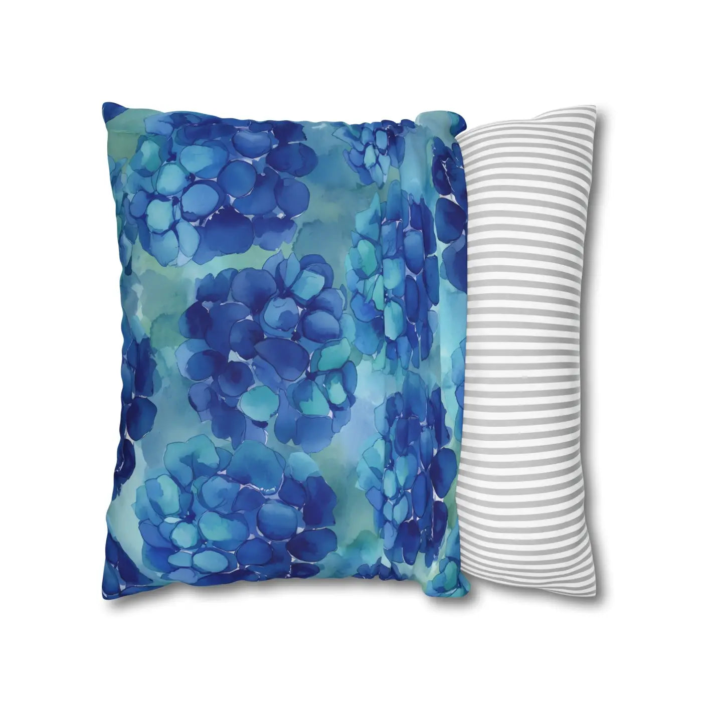 Blue Hydrangea Square Pillowcase - Coastal Serenity Decor - DipaliZ