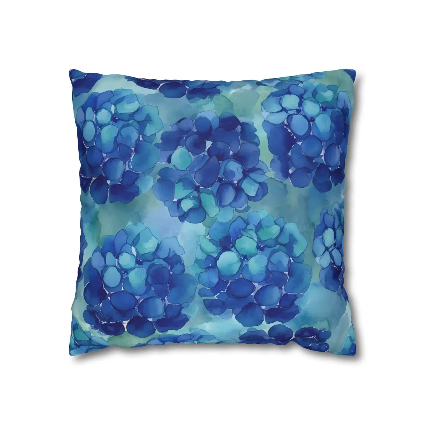 Blue Hydrangea Square Pillowcase - Coastal Serenity Decor - DipaliZ