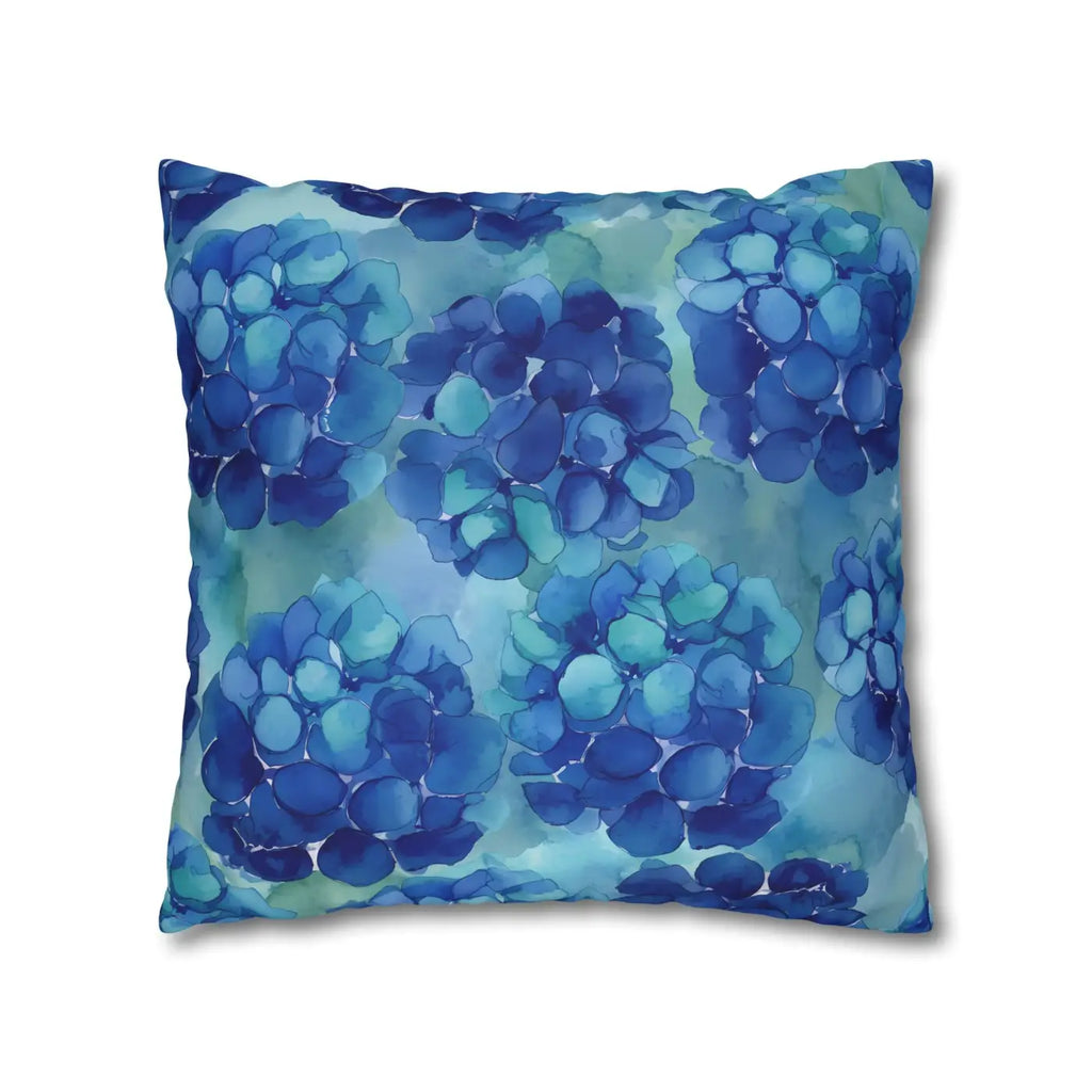 Blue Hydrangea Square Pillowcase - Coastal Serenity Decor - DipaliZ