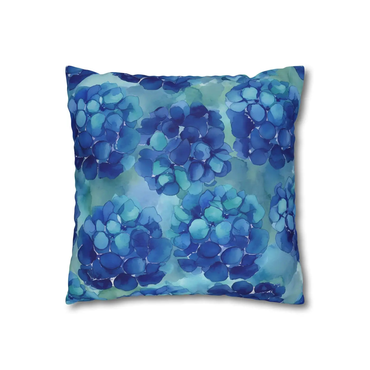 Blue Hydrangea Square Pillowcase - Coastal Serenity Decor - DipaliZ
