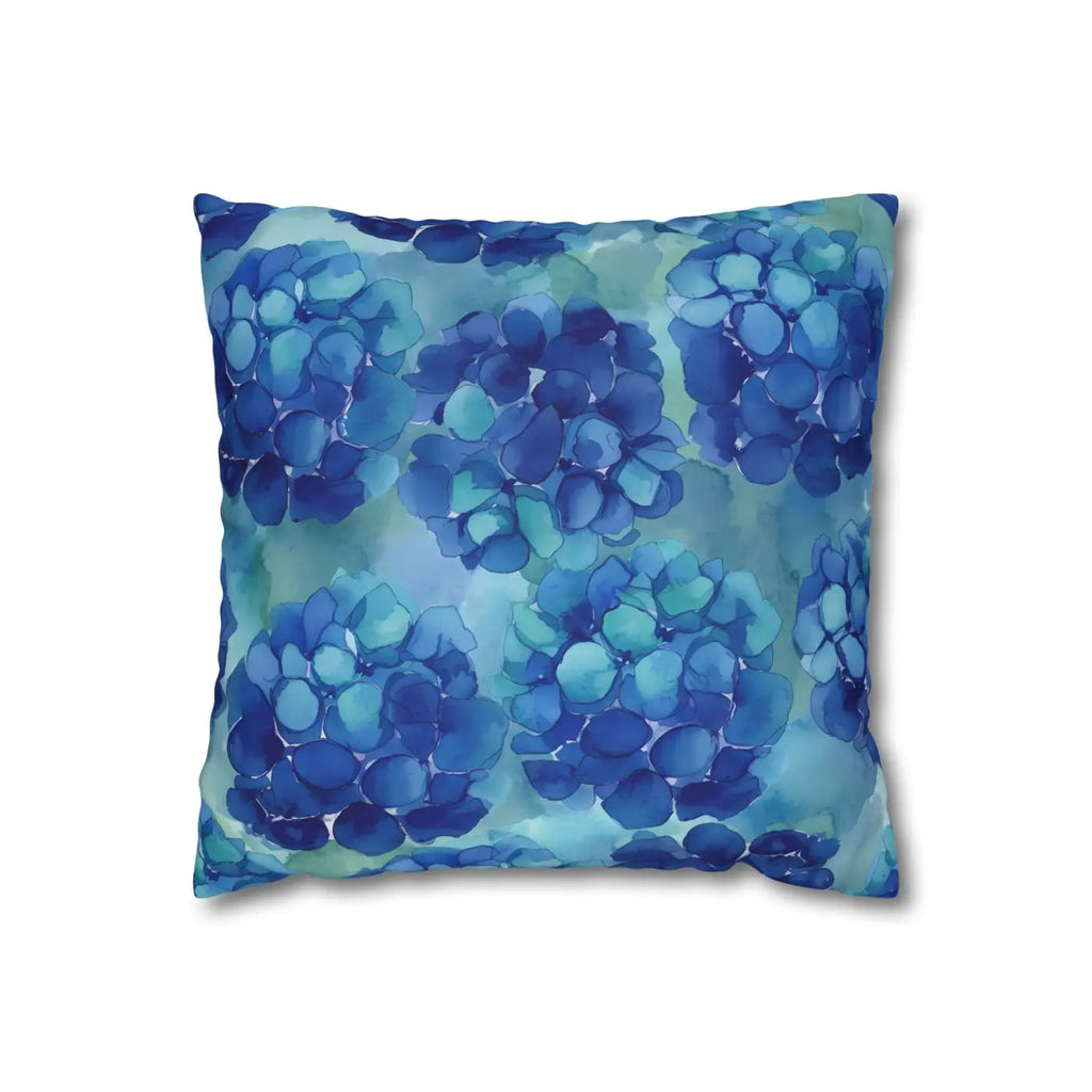 Blue Hydrangea Square Pillowcase - Coastal Serenity Decor - DipaliZ