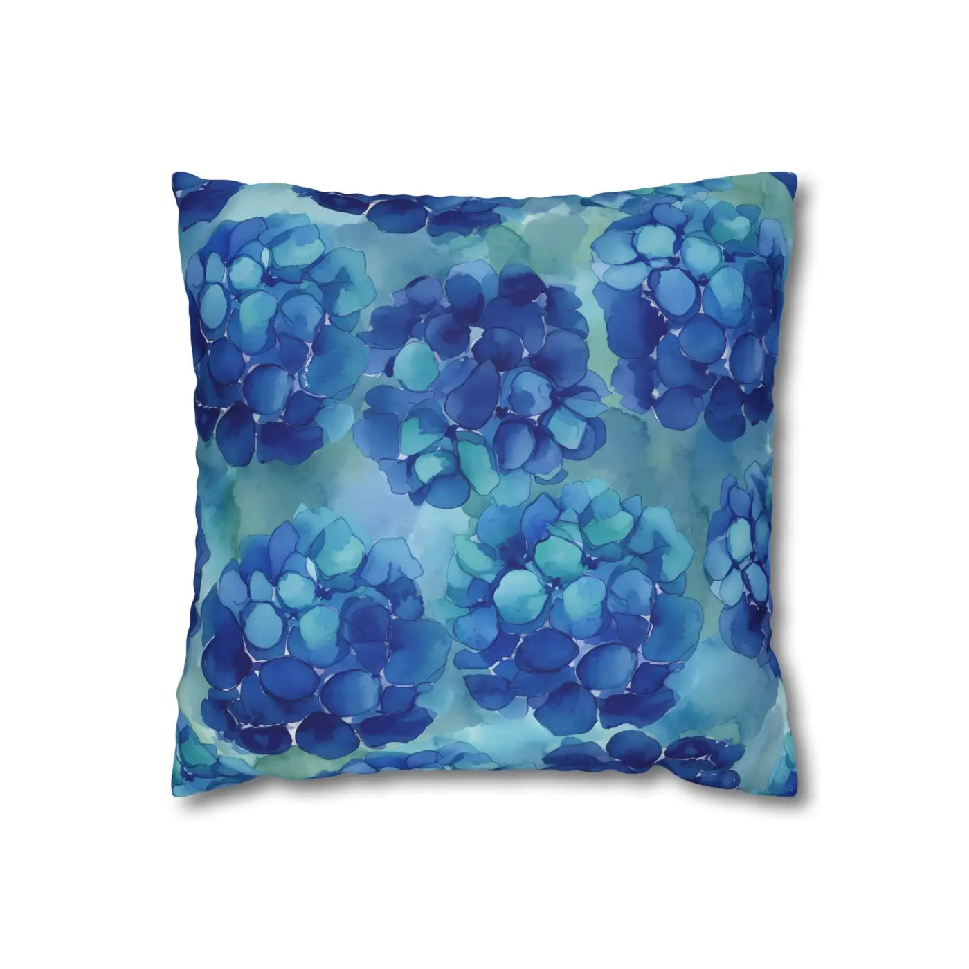 Blue Hydrangea Square Pillowcase - Coastal Serenity Decor - DipaliZ