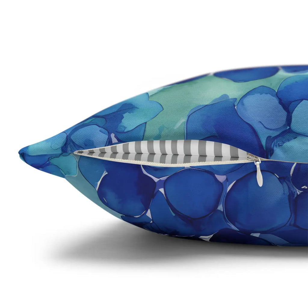 Blue Hydrangea Square Pillowcase - Coastal Serenity Decor - DipaliZ