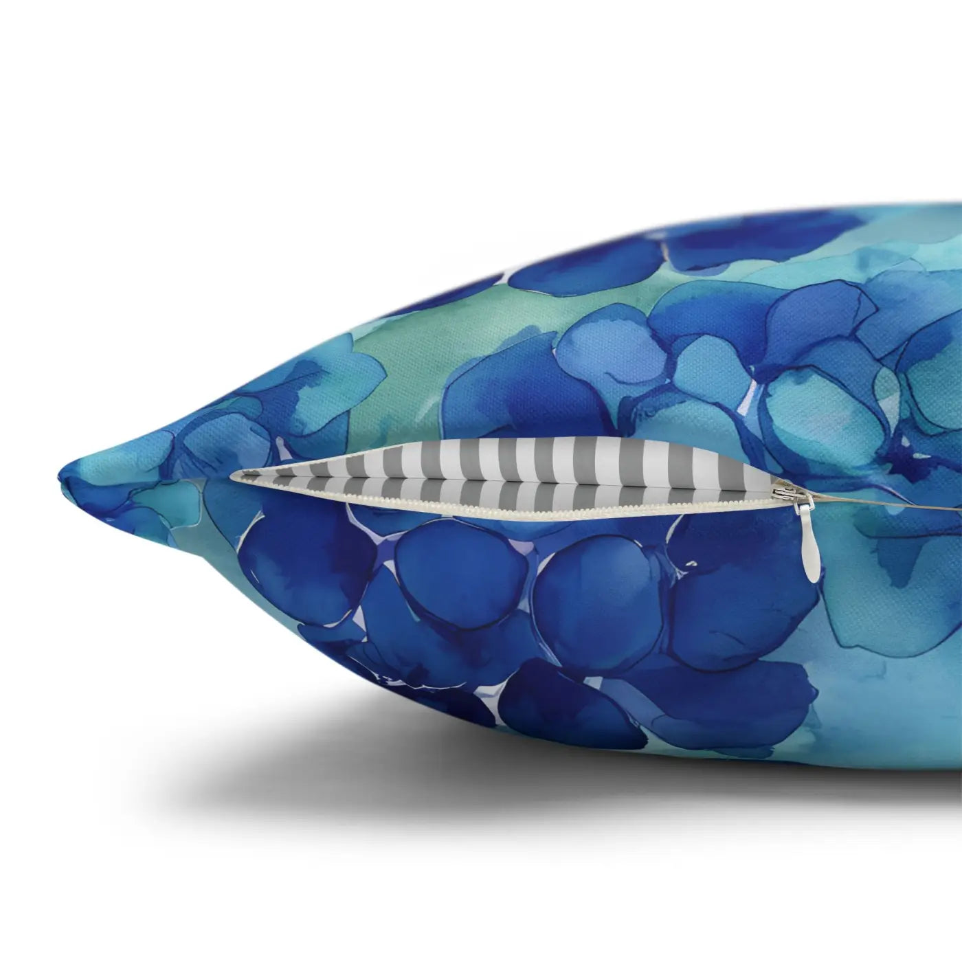 Blue Hydrangea Square Pillowcase - Coastal Serenity Decor - DipaliZ