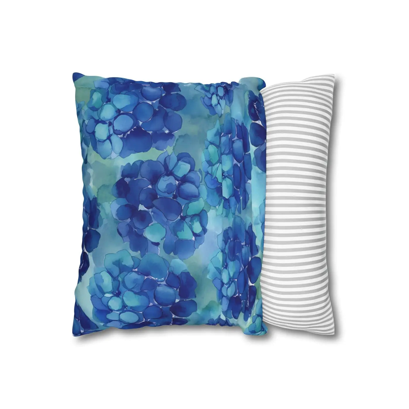 Blue Hydrangea Square Pillowcase - Coastal Serenity Decor - DipaliZ