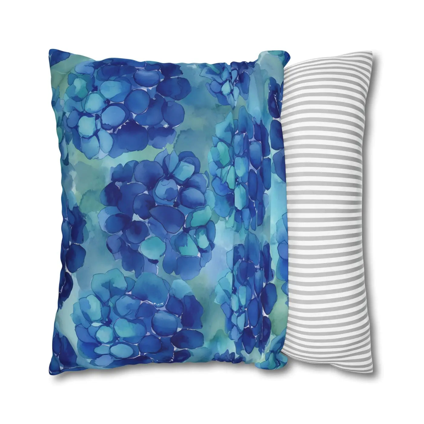 Blue Hydrangea Square Pillowcase - Coastal Serenity Decor - DipaliZ
